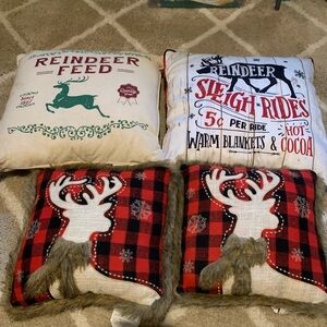 4 Christmas pillows.